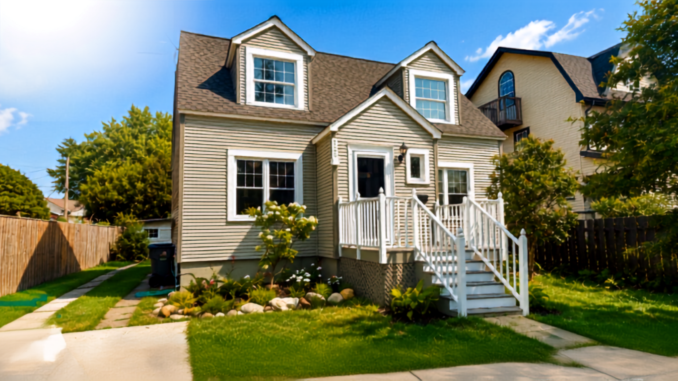 Beautiful luxury home interior with modern kitchen, natural lighting, and high-end finishes in Sault Ste. Marie Ontario real estateunder a bright blue sky.